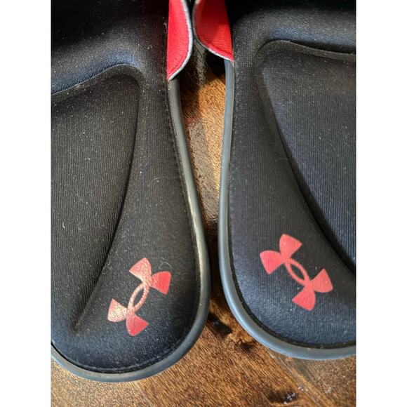 Under Armour Men’s Red & Black Adjustable Slides Size 10 - Picture 3 of 6